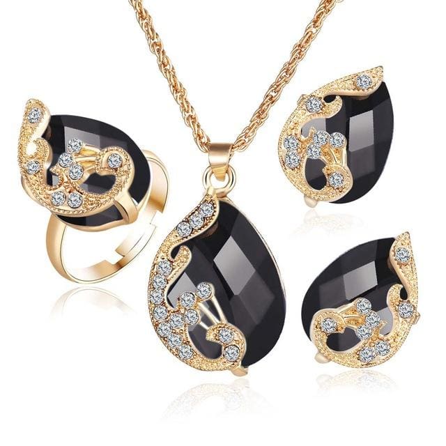 Crystal Peacock Jewelry Sets Bride Wedding Necklace